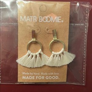 White fringe earrings